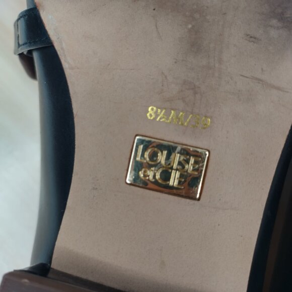 Louise et Cie Emlen Black Leather Square Toe Tortoise Chain Loafers Women US 8.5 - Picture 12 of 13